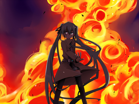 Image result for anime woman surrounded by flames